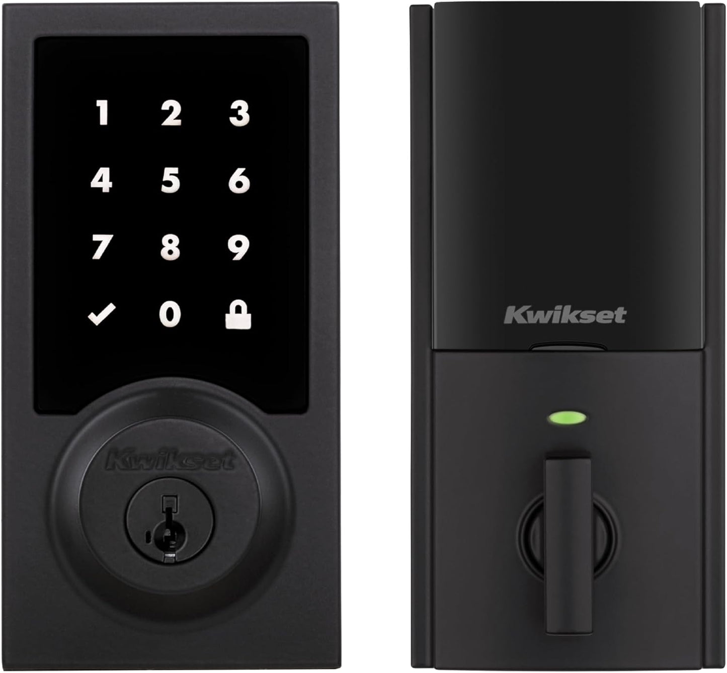 Kwikset HomeConnect 918 Contemporary Z-Wave Long Range Enabled Touchscreen Lock Works with Ring Alarm, Samsung SmartThings Hub Required, Sold Separately in Matte Black