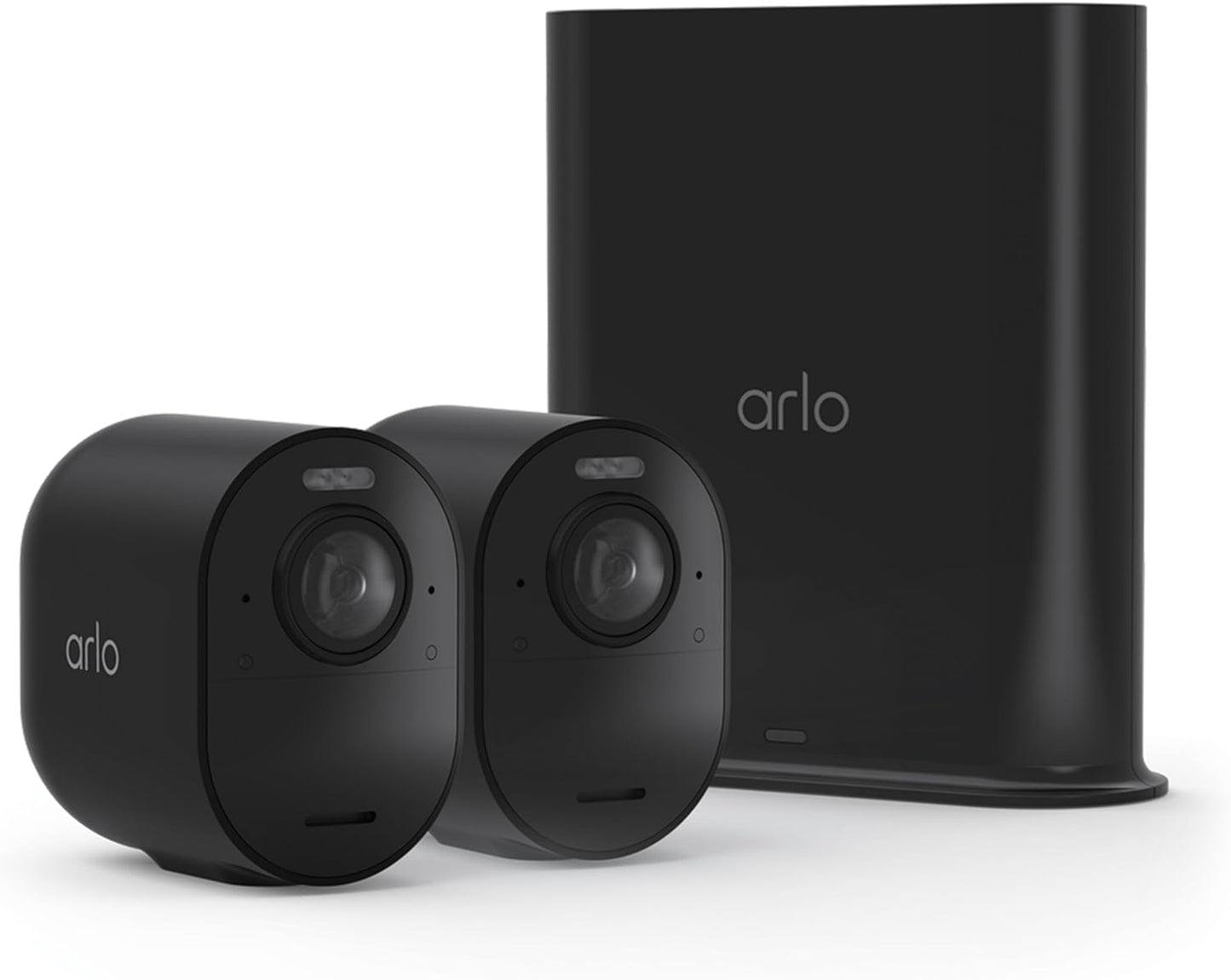 Arlo Ultra Security Camera 4K HDR (3rd Gen, 2025 Release) + SmartHub, Battery Power, Emergency Response, AI Event Captions, 1-Month Trial of Secure Plan, 180° Field of View, 2 Cam, Black