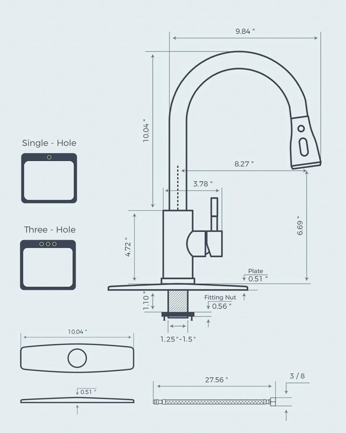 FORIOUS Gold Kitchen Faucet with Pull Down Sprayer, High Arc Single Handle Classic Stainless Steel Sink Faucet 1 or 3 Hole, Suitable for Farmhouse Camper Laundry Rv Bar