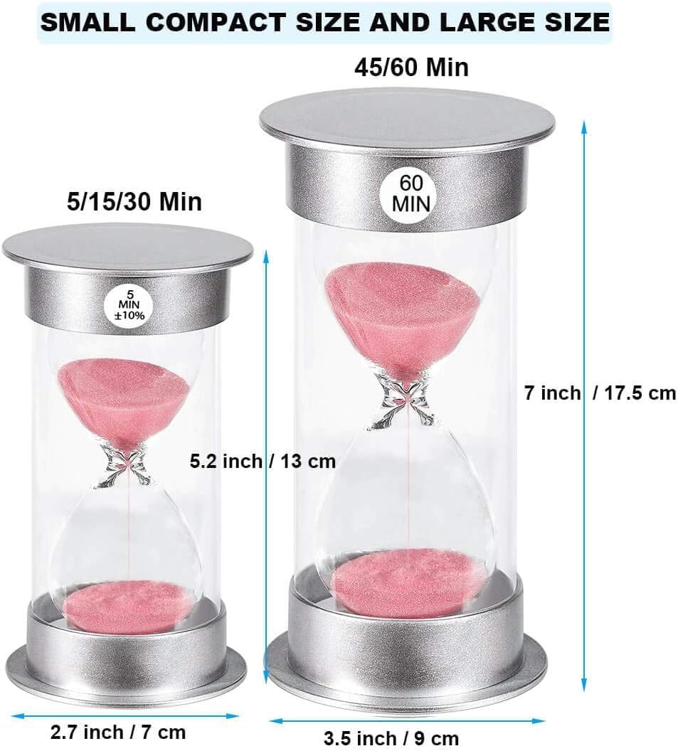 SuLiao 45 Minute Hourglass Timer Sand Clock, Unbreakable Pink Sand Watch 45 Min, Colorful Plastic Hour Glass Sandglass for Kids, Games, Decor, Classroom, Kitchen, Toothbrush Timer