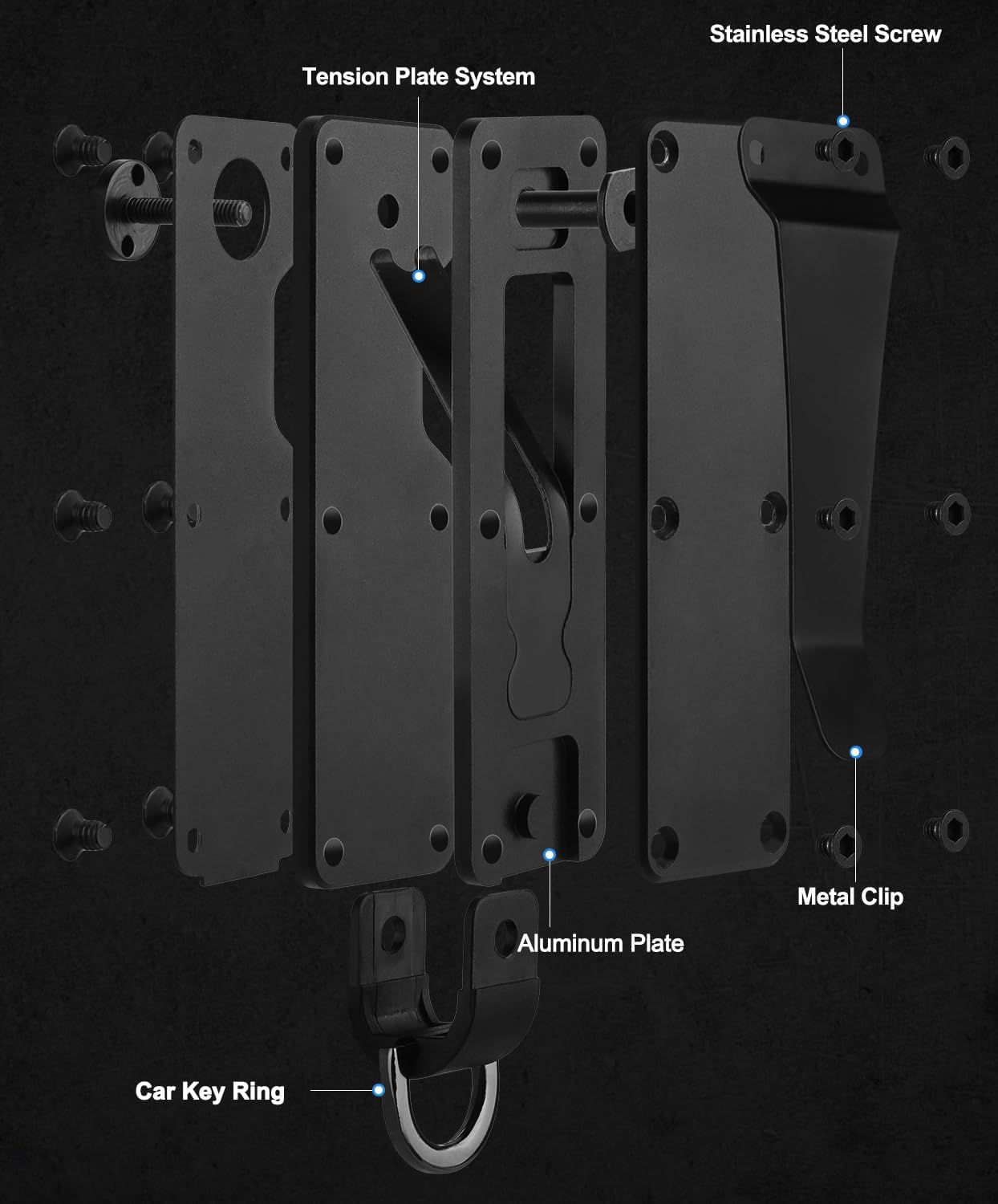 Mens Key Organizer - Compact Metallic Key Holder | Minimalist Innovative Keyholder | Smart Keychain Secures 1-5 Keys