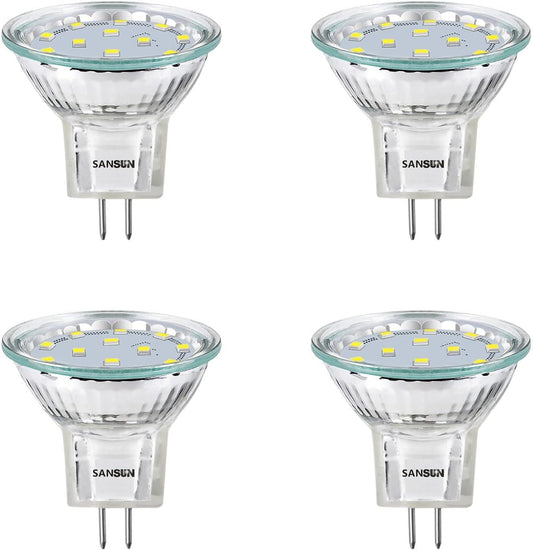 3W MR11 LED Landscape Light Bulbs, Low Voltage 12V 20W Halogen Replacement for Outdoor Landscape Spotlight and Track Light, GU4 Bi-Pin Base, Daylight White 4000K, Non-Dimmable, (Pack of 4)
