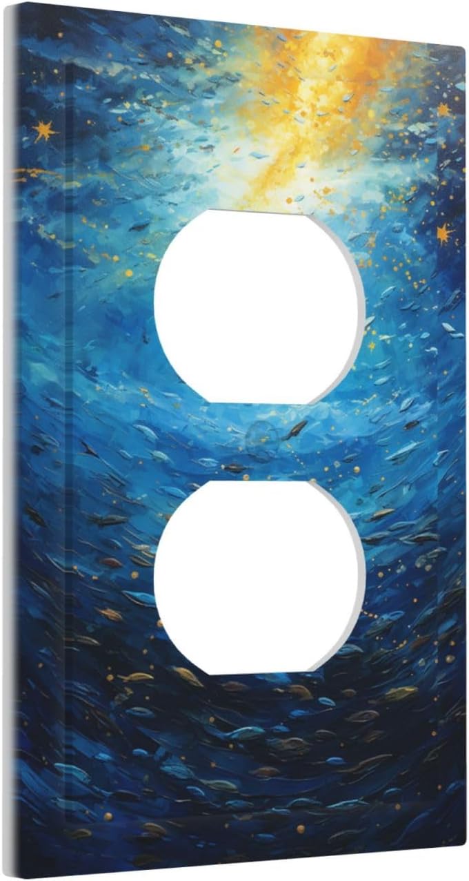 Outlet Covers Dream Ocean Underwater World Fish Shoal 1 Gang Duplex Electrical Receptacle Faceplate Light Switch Cover Wall Plate Decorative Switch Plates for Kids room Nursery Decor