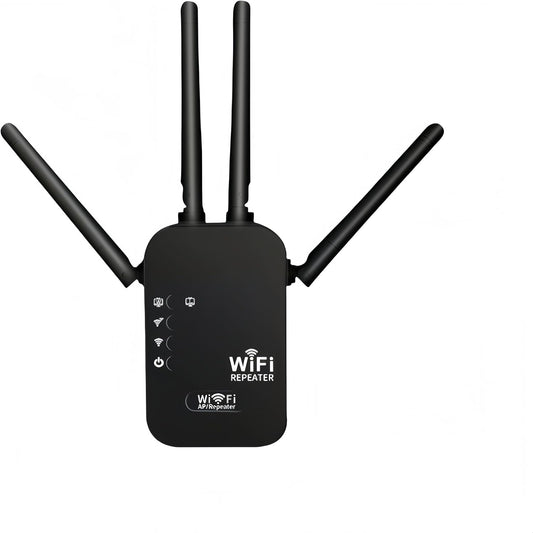 300Mbps WiFi Extender Signal Booster,WiFi Extender Dual Band for Home，New Gen 6X Faster Internet Booster Extender, WiFi Repeater Coverage up to 10K sq.ft and 65 Devices （Black）