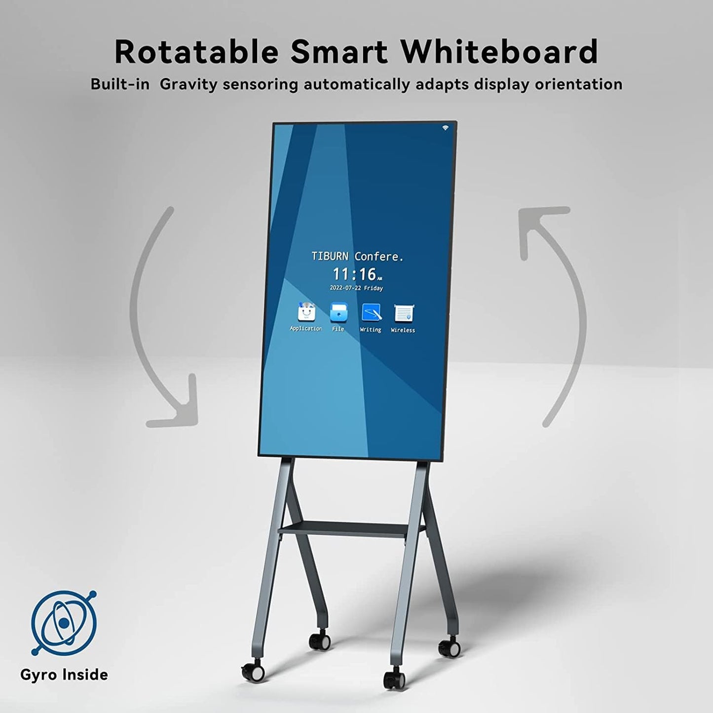 TIBURN Flip Board 55" S2 Smart Board, 4K UHD Smart Whiteboard with TIBURN HQ Eyes S2 Auto Framing Camera, Rotating Adaptive Smart Board, Digital Board for Home and Business with Stand