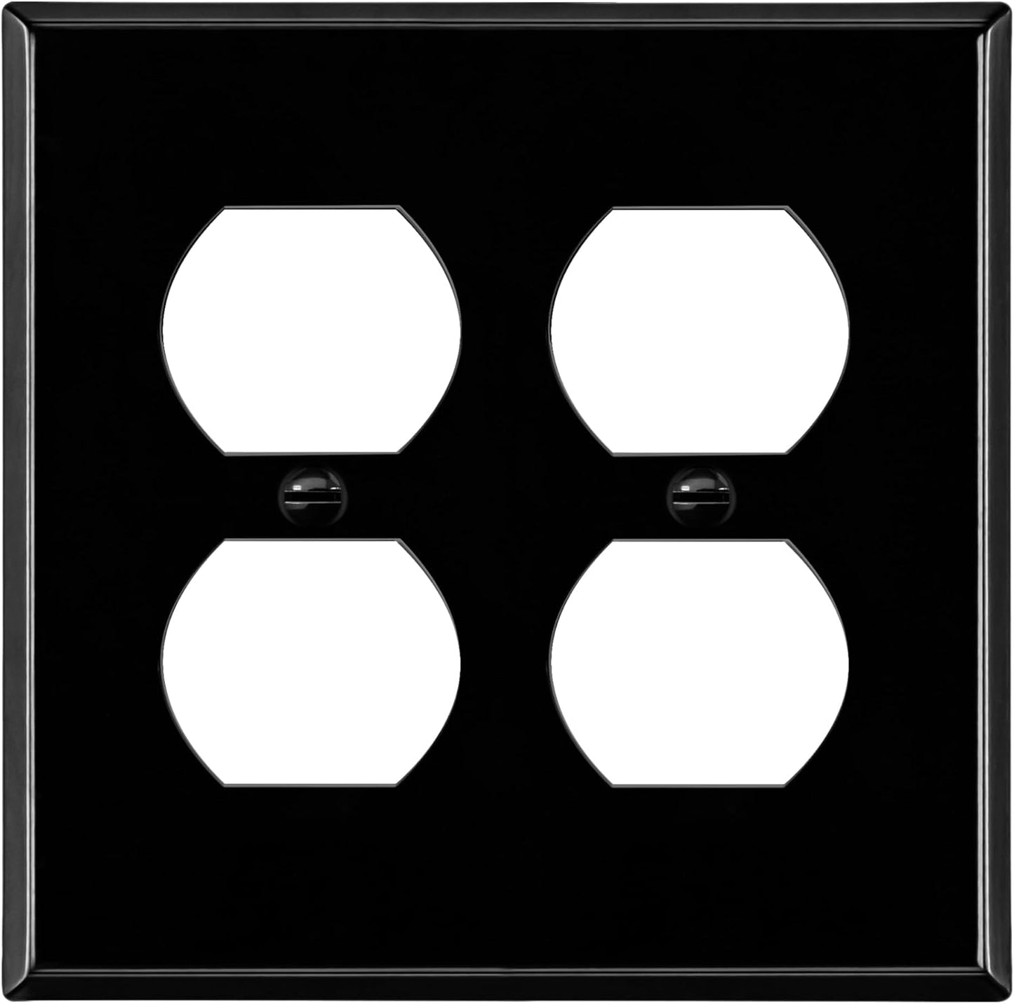 ENERLITES Duplex Receptacle Metal Wall Plate, Corrosion Resistant, Standard Size 2-Gang 4.50" x 4.57", Powder Coated Stamped Steel, 7722-BG, Black Gloss