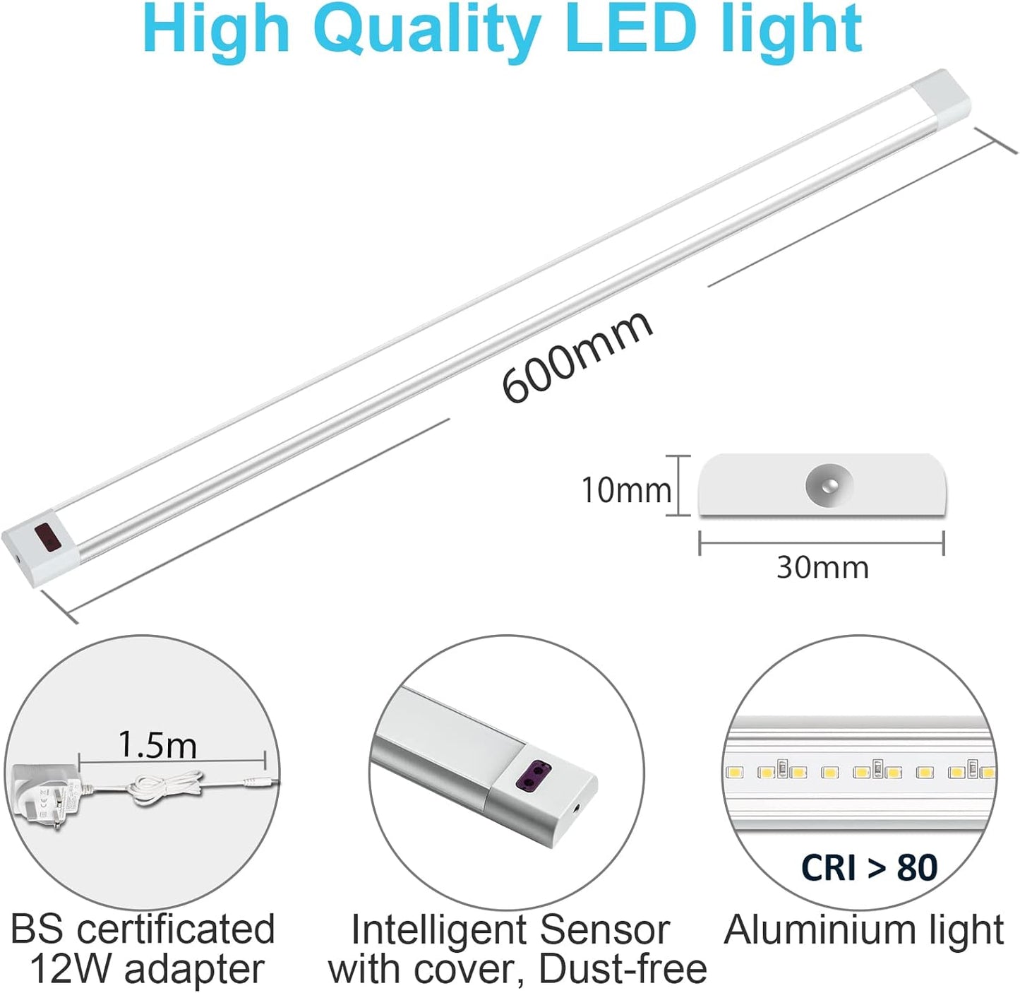 WOBANE Under Counter LED Lighting, Hand Wave Activated Lighting,Under Desk Light Bar,24 inch Dimmable Panel for Kitchen,Shelf,Cupboard,Closet,Workbench,Cabinet,6000K White
