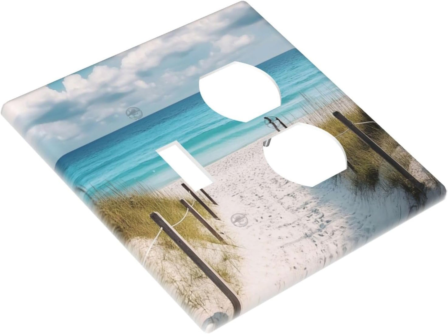 Decorative Outlet Covers Coastal Beach Ocean Seaside View 2 Gang Light Switch Cover Plate Single Toggle Duplex Wall Plates for Electrical Outlets Switch Plate Covers for Bedroom Home Decor