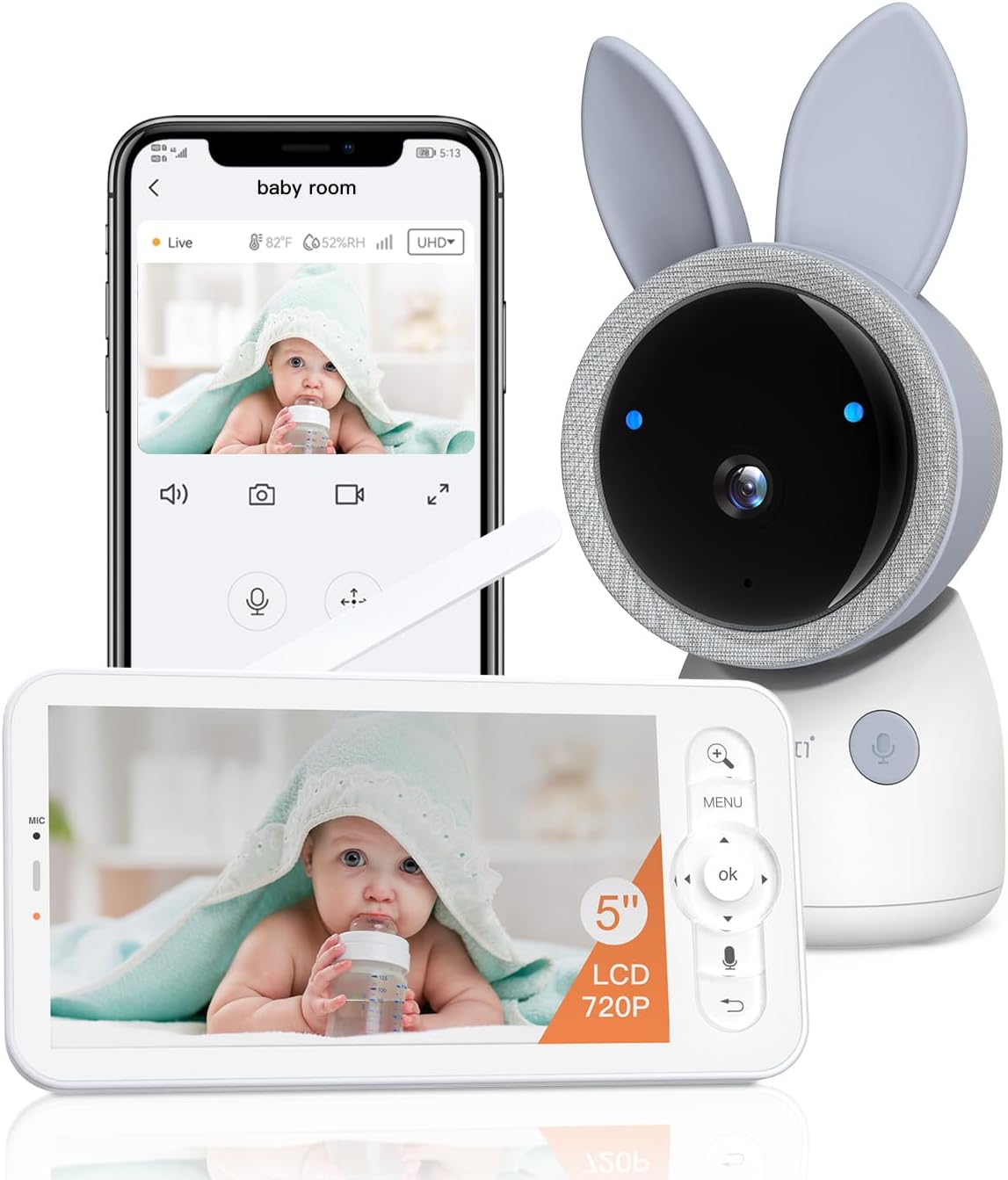 ARENTI 4MP 2.4G&5G WiFi Baby Monitor with Camera and Audio, Night Light, Auto Traking, Cry&Motion Detection, Temperature Sensor, App Control