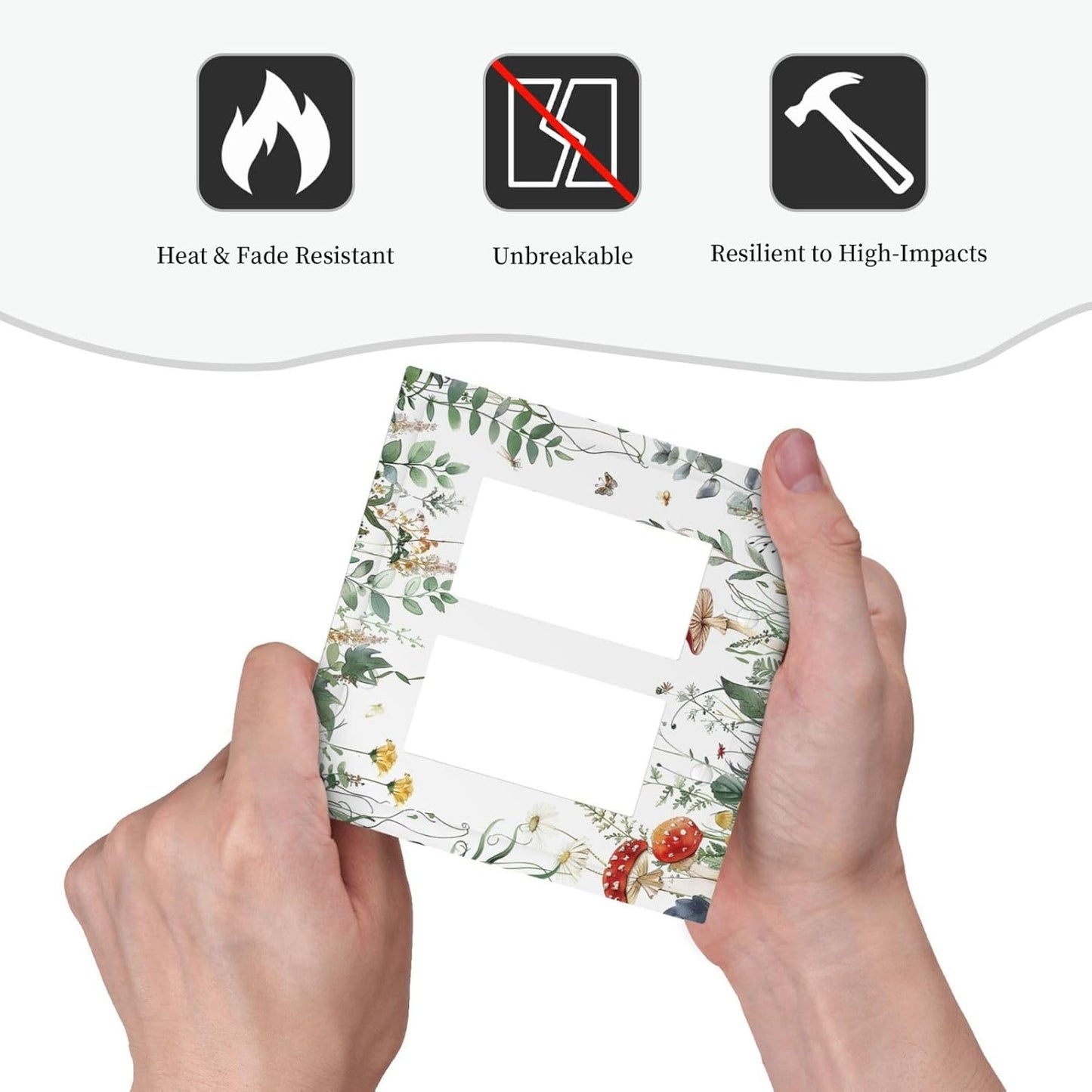 Decorative Outlet Covers Sage Plant Red Mushroom Butterfly Wild Flower 2 Gang Double Gfci Rocker Electrical Wall Panels Light Switch Cover Plate For Bed Room Kids Room Decor