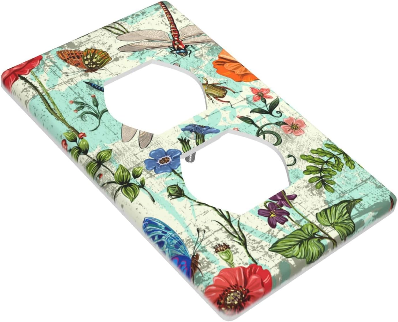 Dragonflies Flowers Butterfly 1 Gang Outlet Cover Outlet Light Switch Cover Decorative Single Duplex Wall Plate Cover For Home Living Bedroom Kitchen Decorative