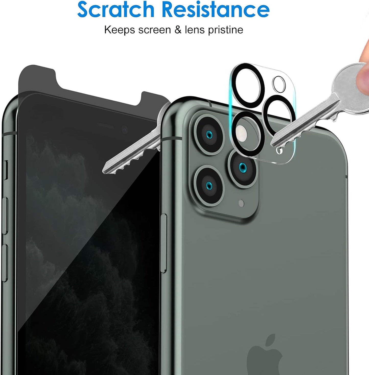 JETech Privacy Screen Protector for iPhone 11 Pro 5.8-Inch with Camera Lens Protector, Anti Spy Tempered Glass Film, 2-Pack Each