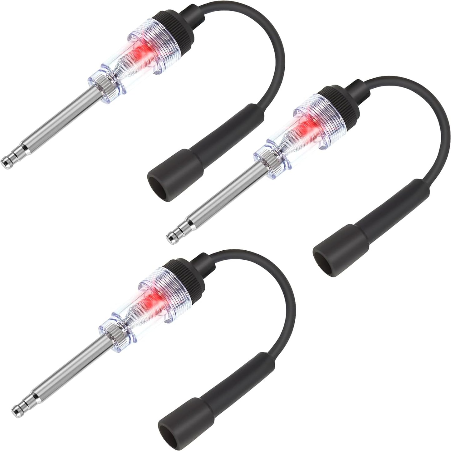 Inline Spark Plug Tester Engine Straight Boot Ignition Tester Light Lawnmower Checker Armature Diagnostic Detector for Automotive Car Internal External Engine(3 Pieces)
