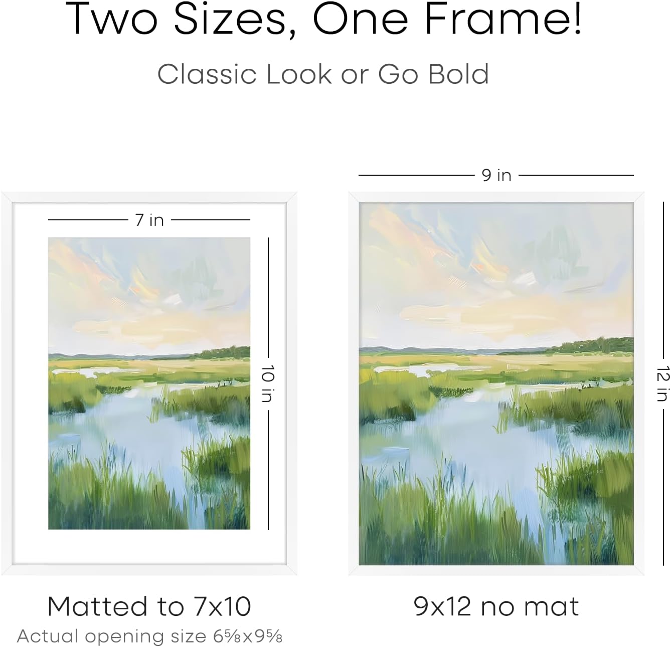 Homeforia 9x12 Picture Frame White, High End Metal 9 x 12 Poster Frames with Mat 7 by 10 inch Photo, 9by12 Frame Matted to 7x10 in Art, 12x9 Wall or Tabletop Frames, Tempered Glass, Wall Kit, Set of 1