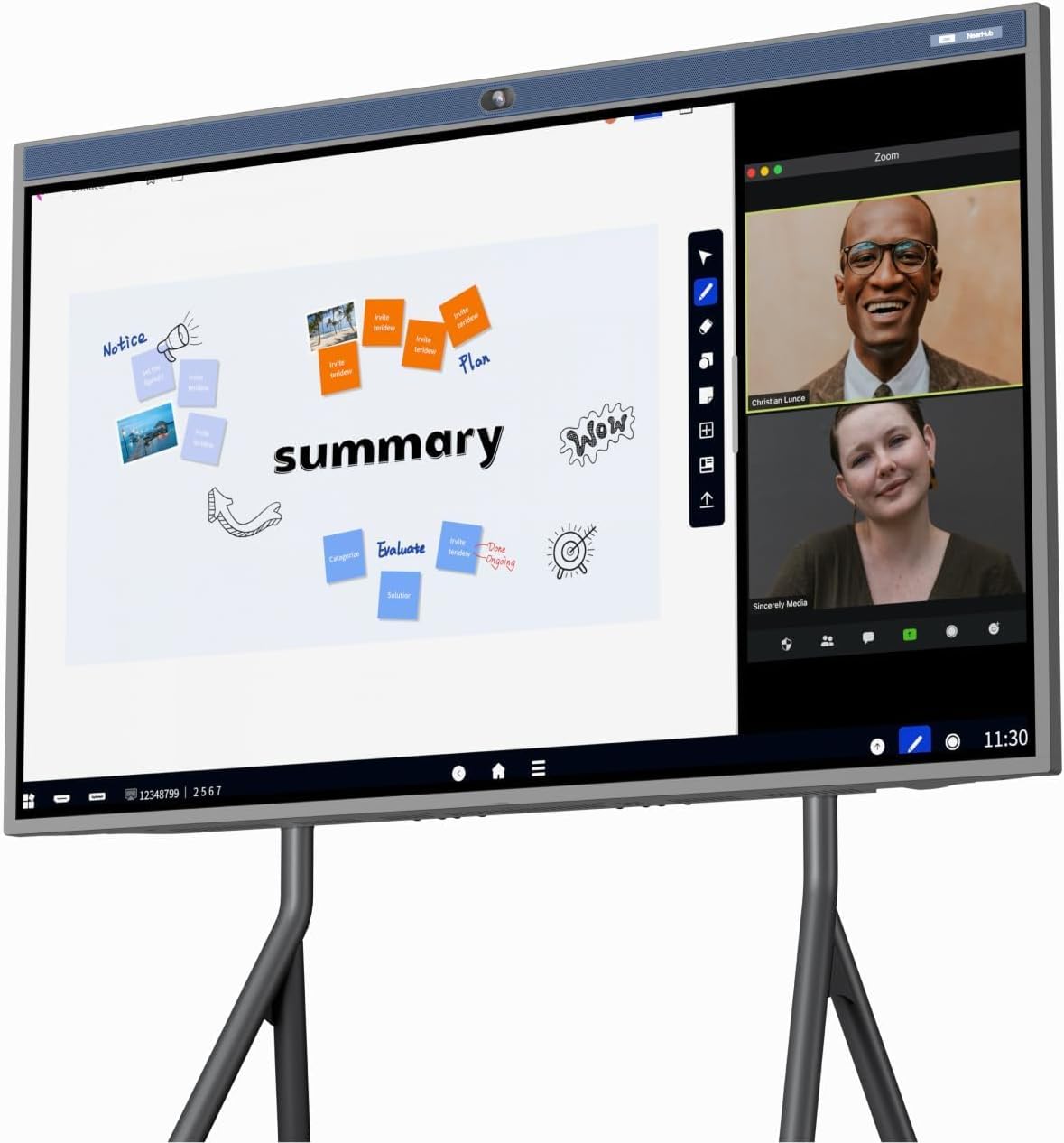 NearHub 86'' Interactive Smart Whiteboard,AI -Powered 4K Camera,MEMS 24-mic Array with Noise Reduction,All-in-One Whiteboard for Hybrid Collaboration with AndriodOS & Open App Ecosystem (Board+Stand)