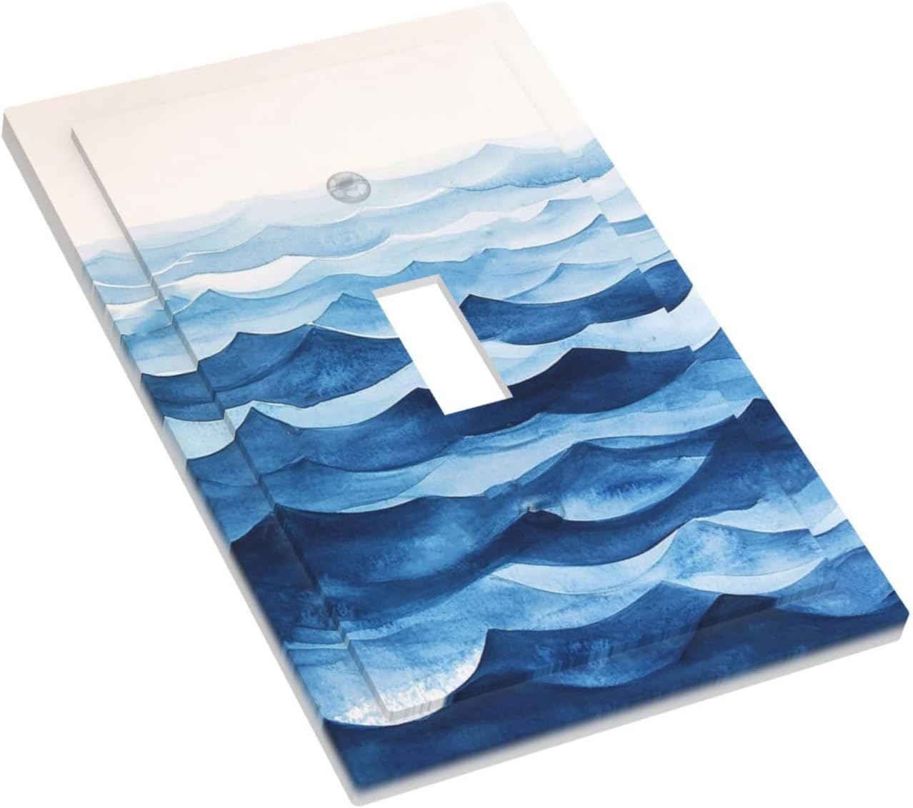 Decorative Light Switch Cover Plate Blue Watercolor Textured Abstract Ocean Wave 1 Gang Single Toggle Wall Plate Electrical Outlet Covers Decorate Switch Plate Cover for Bedroom living Room Decor