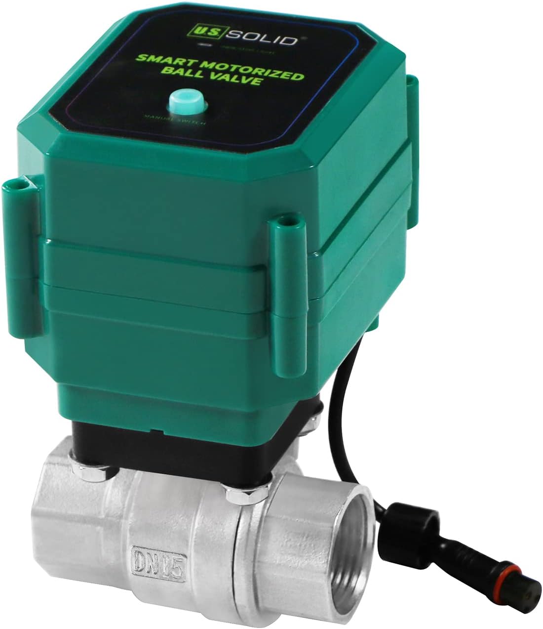 U.S. Solid 1/2" Smart Motorized Ball Valve - Remote App Mobile Control Stainless Steel Electrical Ball Valve with Manual Switch, 5V DC USB Connection