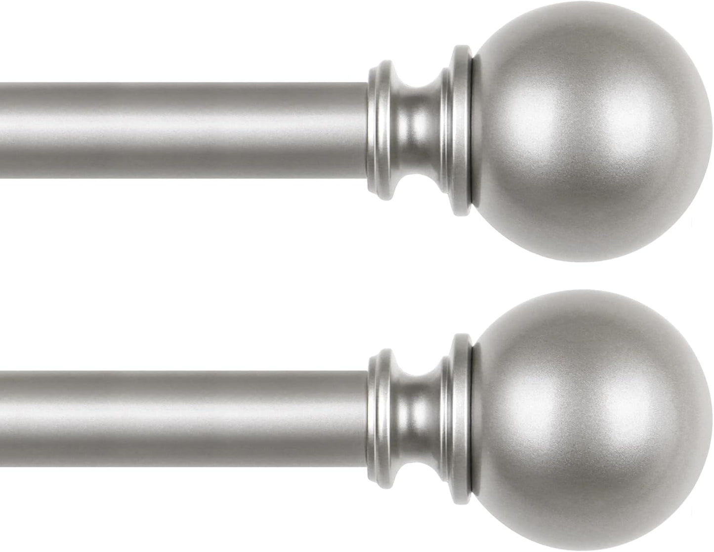 KAMANINA 2 Pack Curtain Rods for Windows 48 to 84 Inch (4-7ft), 7/8 Inch Single Heavy Duty Window Curtain Rod Adjustable Decorative Drapery Rods with Round End, Antique Silver