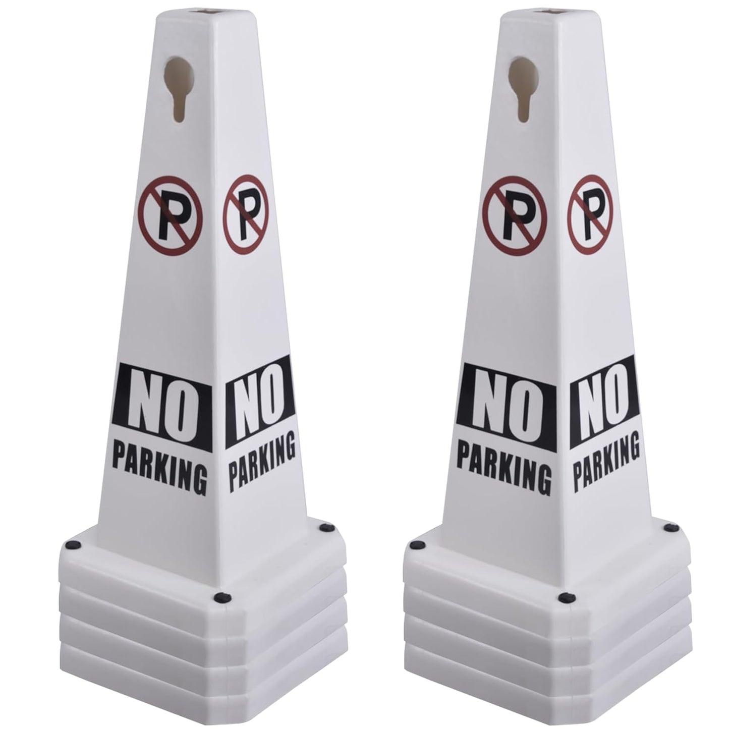 OrangeStar 8-Pack No Parking Cones, 4-Sided Message Safety Traffic Cones with Heavy Rubber Base for Indoor/Outdoor Use, White