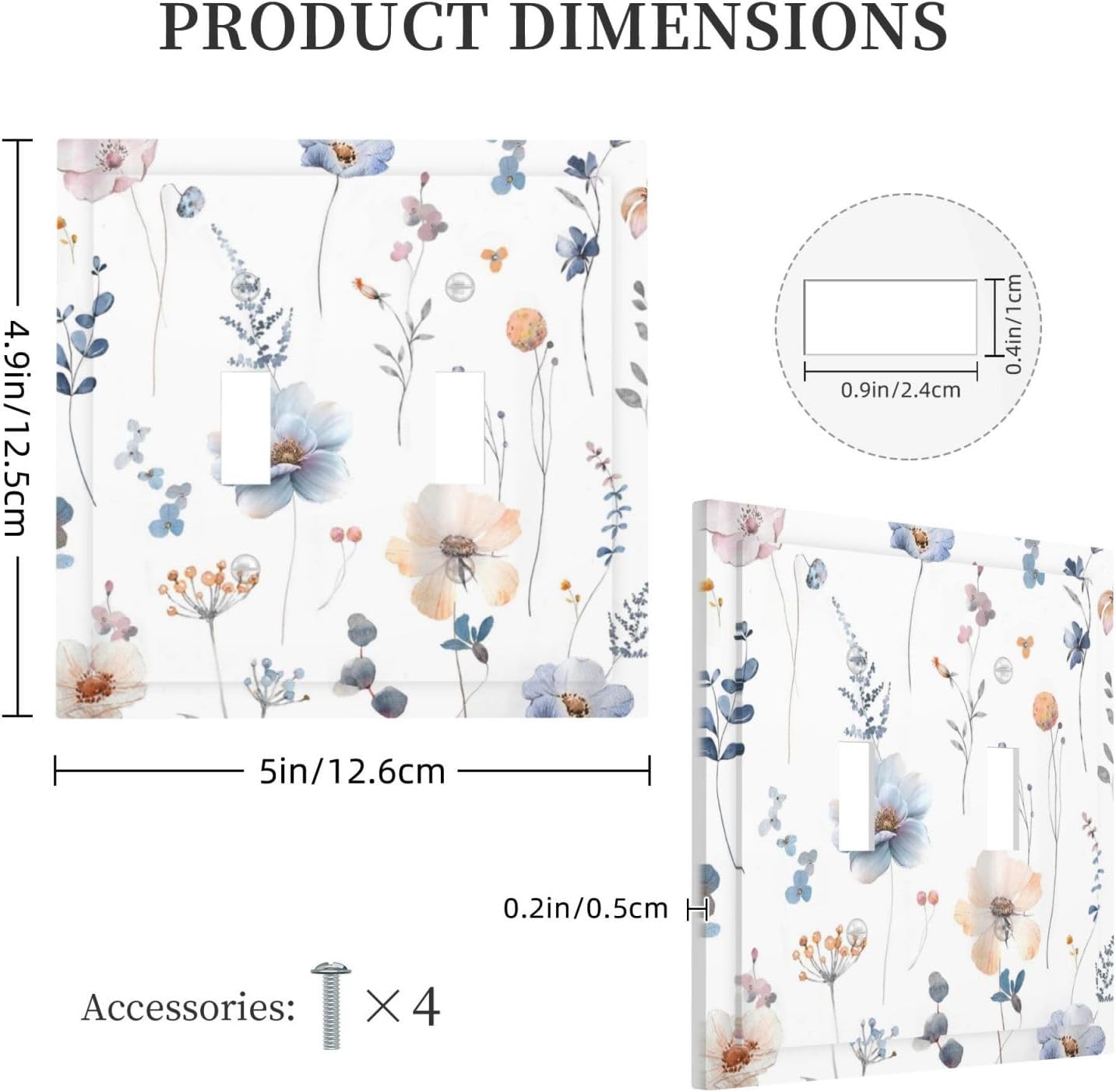 Wildflowers Plant Leaves Floral Berry Decorative Switch Plates 2 Gang Double Toggle Outlet Light Switch Cover Wall Plate Electrical Faceplate for Bed Room Living Room Decor