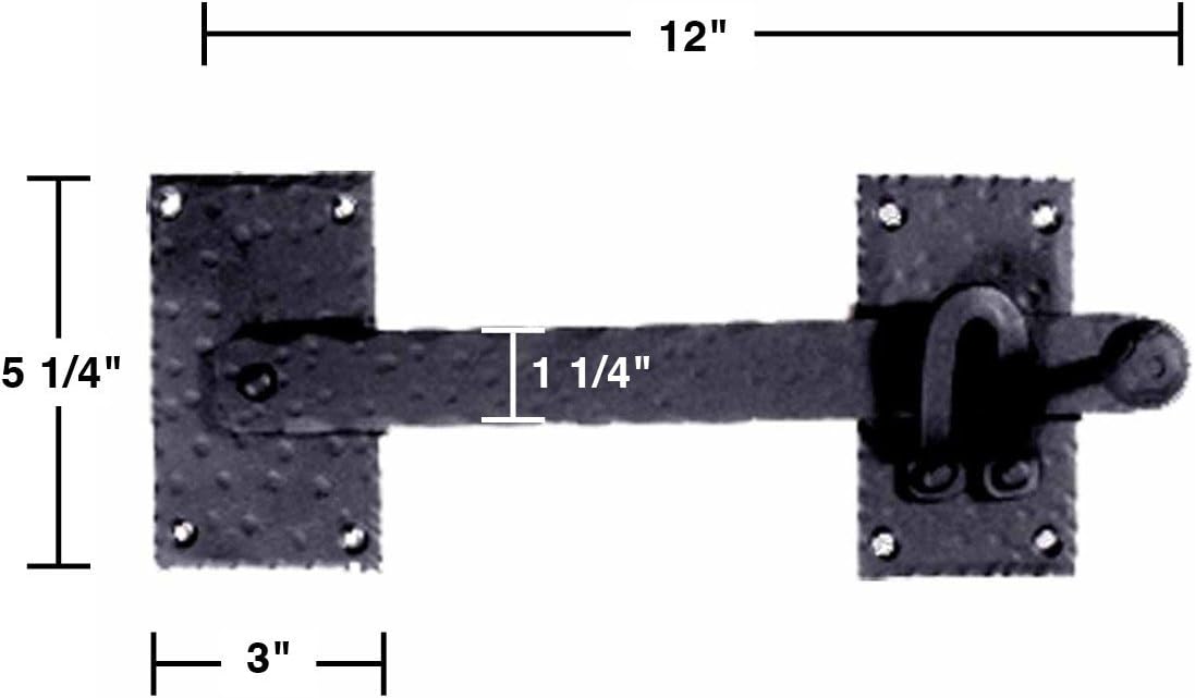 Renovators Supply Manufacturing Black Iron Gate Flip Latch 12" Large Antique Two Sided Flip Locks Rust Resistant Powder Coated Barn Door and Fence Gate Latches with Hardware Pack of 4