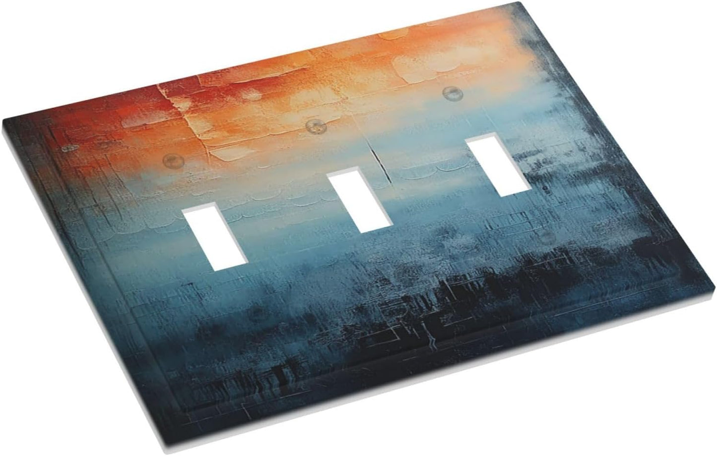 Light Switch Covers Blue Orange Abstract Modern Minimalist Oil Painting 3 Gang Wall Plate Triple Toggle Outlet Cover Decorative Switchplates Electrical Panel Cover for Kitchen Living Room 4.8 X 6.7 IN