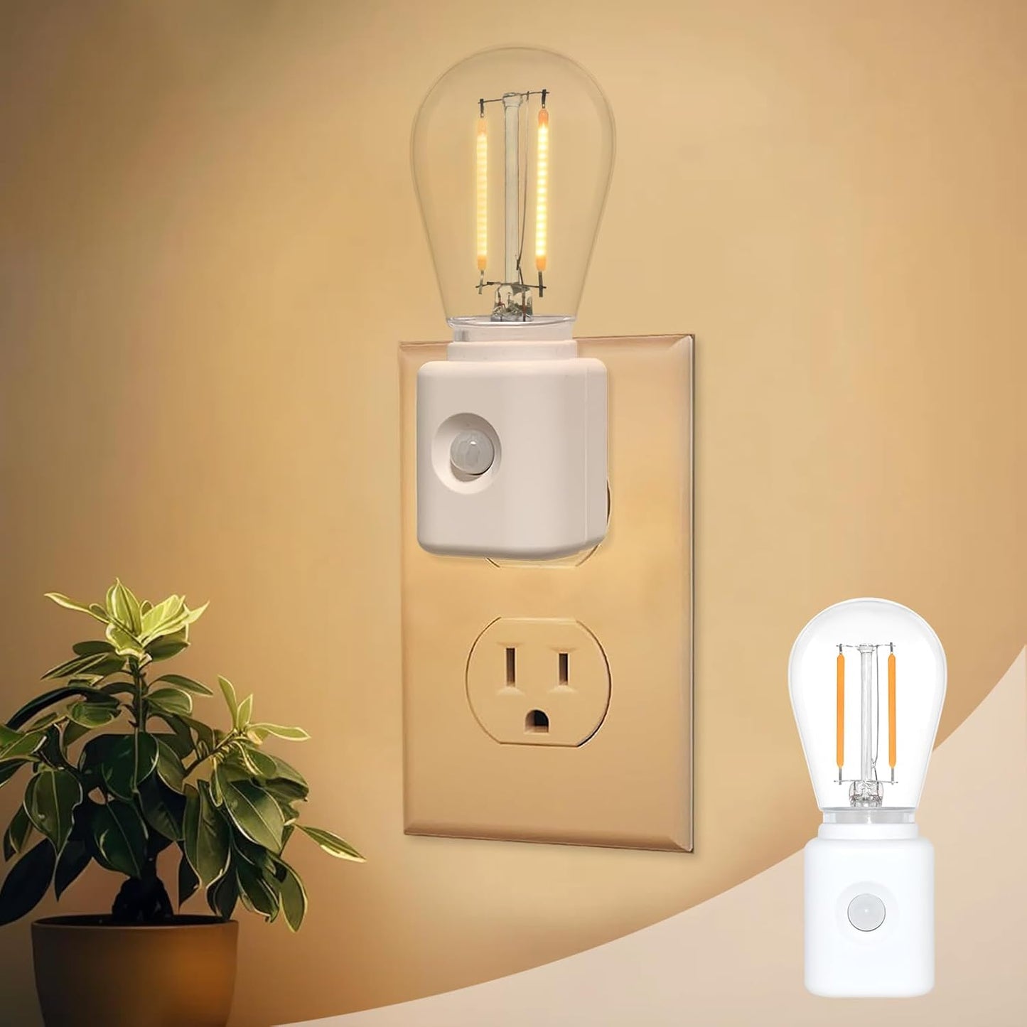 LED Motion Sensor Night Light, 2-Pack, Motion Activated Night Light, Night Lights Plug into Wall Motion Sensor, 2700K Warm, Adjustable Brightness 10-100LM, for Kids Adults Bathroom Bedroom