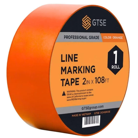 GTSE 2 inch x 108 ft Orange PVC Vinyl Floor Tape, Safety Marking Tape, 6 mil Thick, Suitable for Dance Floors, Gyms, Warehouses, Sports Facilities