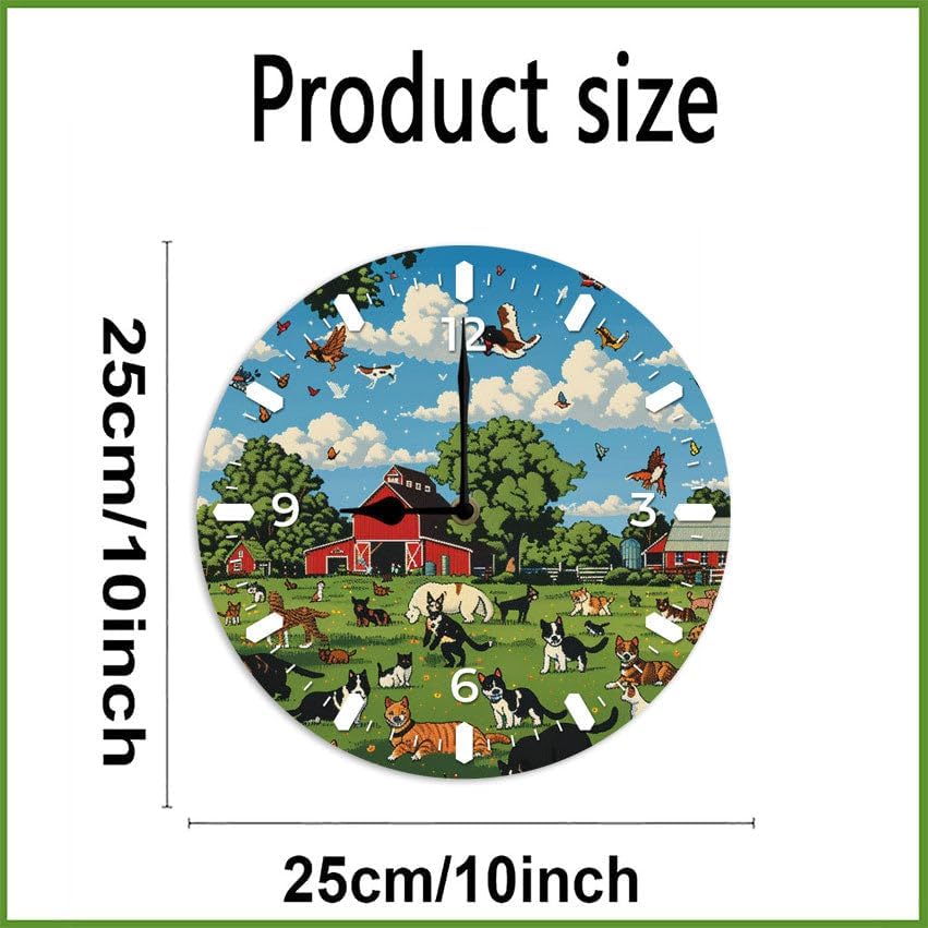 10 in Dog Pooping -5 Wood Wall Clock – Digital Time Display, Smart Home Compatible for Bedside or Workspace