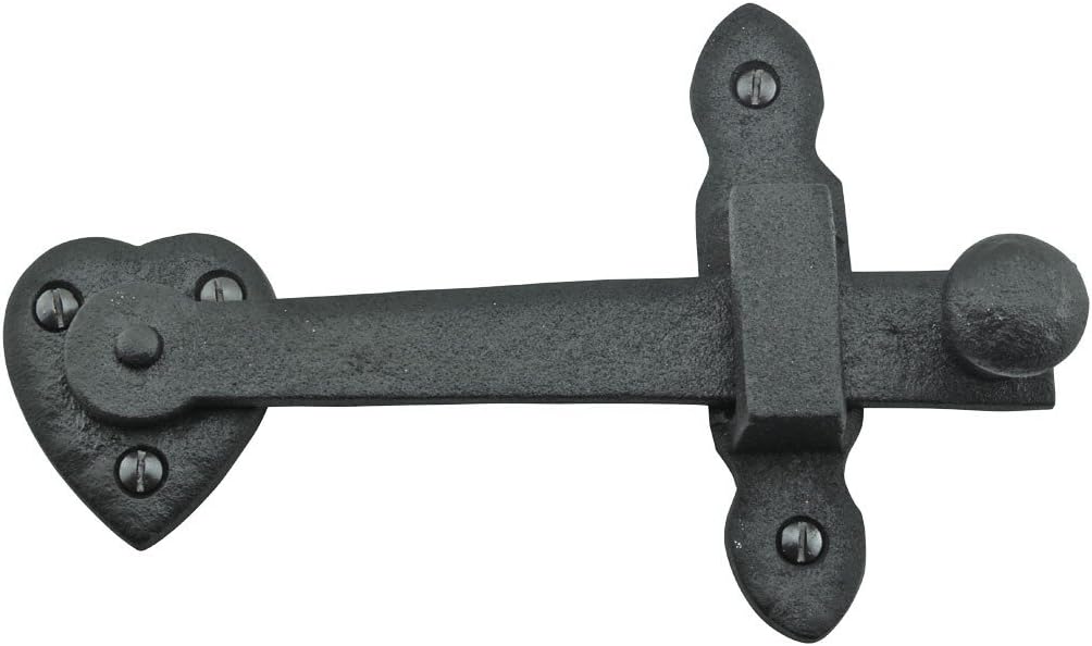 Renovators Supply Black Wrought Iron Gate Flip Latch Decorative Heart Style Medium to Light Duty 4" Tall Flip Door Locks Rust Resistant Powder Coated Latches with Mounting Hardware Pack of 10