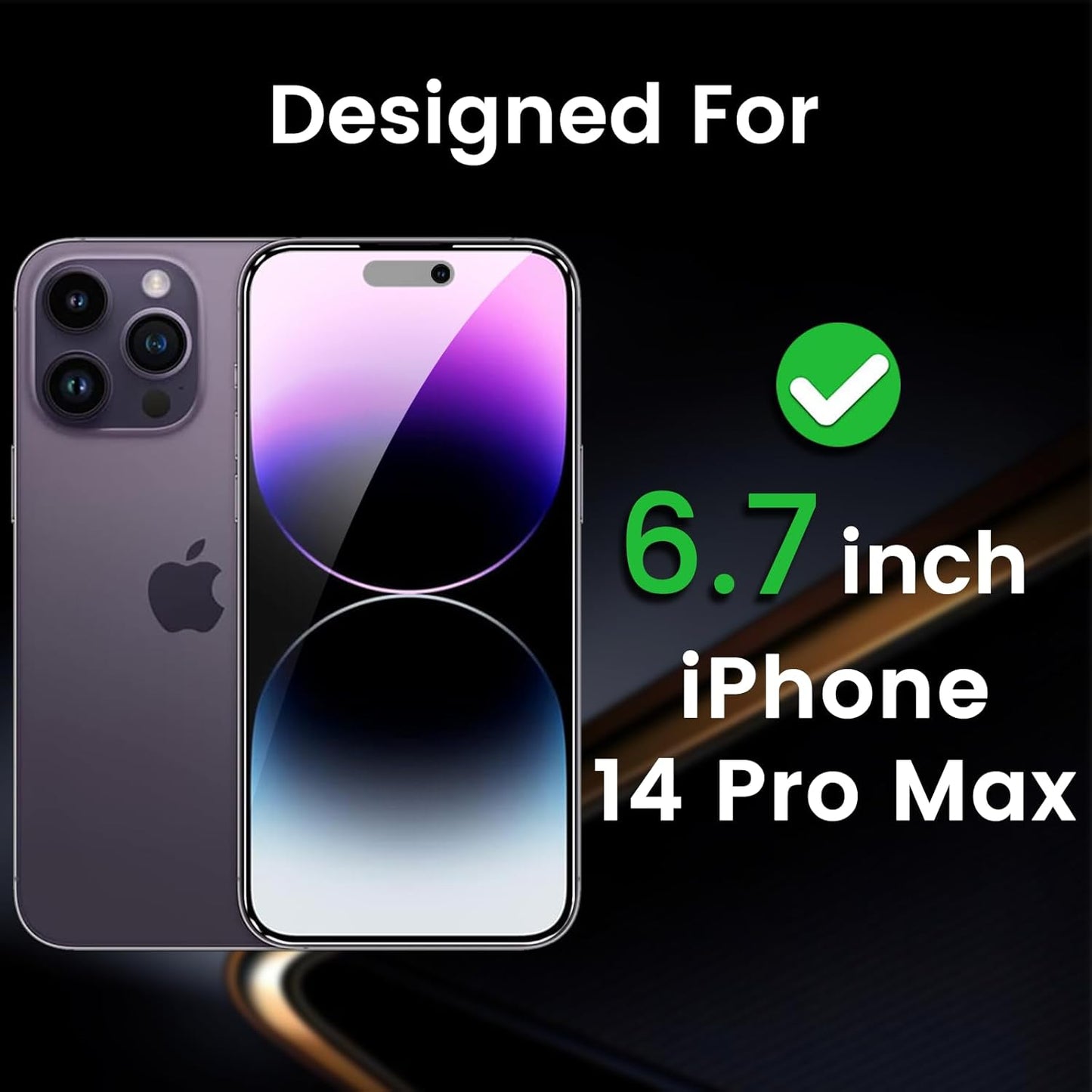 3 Pack Privacy Screen Protector for iPhone 14 Pro Max 6.7 Inch with 3 Pack Camera Lens Protector, Anti Spy Tempered Glass Film, Anti-Scratch, Touch Sensitive, Case Friendly
