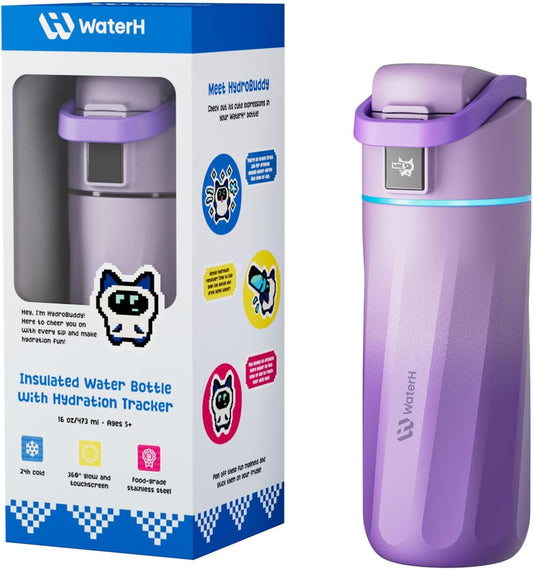 BOOST Smart Water Bottle with Reminder & Tracker, 16oz Kids Water Bottle for School, DIY Refrigerator Magnets, BPA-Free Vacuum Insulated Stainless Steel, Ideal Gift for Christmas, New Year
