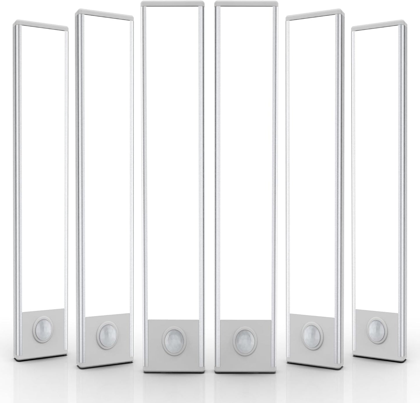 6 Pack Under Cabinet Lighting Wireless, 58 LED Rechargeable Battery Motion Sensor Light Indoor, Stick On Magnetic Closet Lights, Under Counter Lights for Kitchen, Stairs, White 14 in