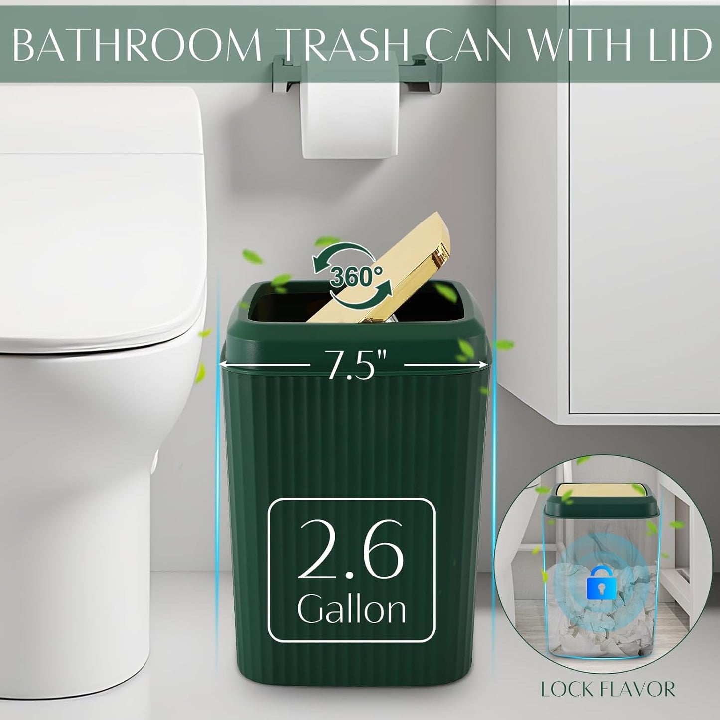 32PCS Bathroom Accessories Set Bathroom Set,Hunter Green Shower Curtain Set,Bath Towel Set,Hand Towel,Toilet Brush,Trash Can & 3PCS Soap Dispenser