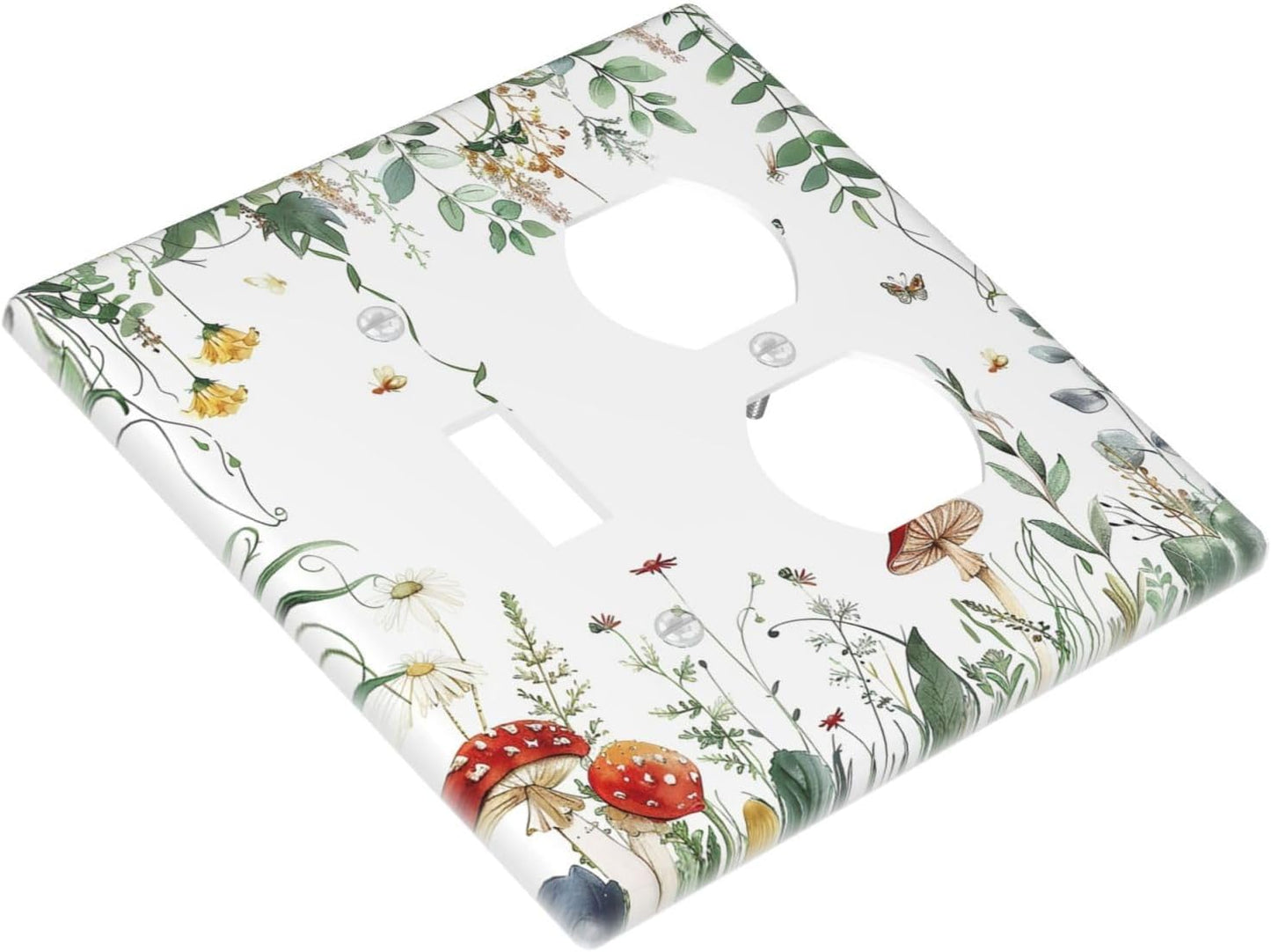Wallplates Sage Plant Red Mushroom Butterfly Wild Flower 1 Toggle 1 Duplex Switch Plate Electrical Gfci Faceplate Decorative Light Switch Covers For Bed Room Kids Room Decor