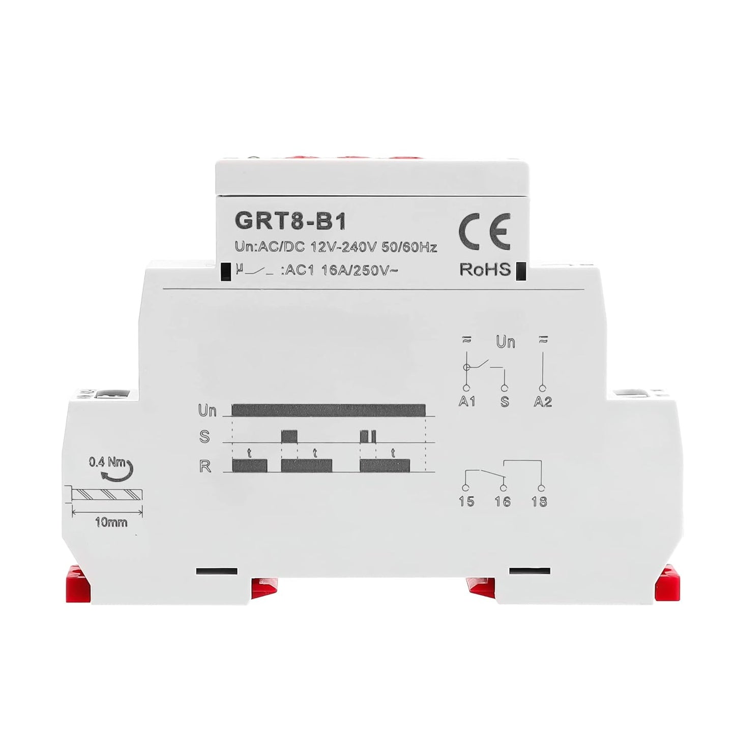 GEYA Delay Off Single Function Time Relay 1 Output 16A Electronic Power Off Timer Delay Relay(GRT8-B1,AC/DC12V-240V)