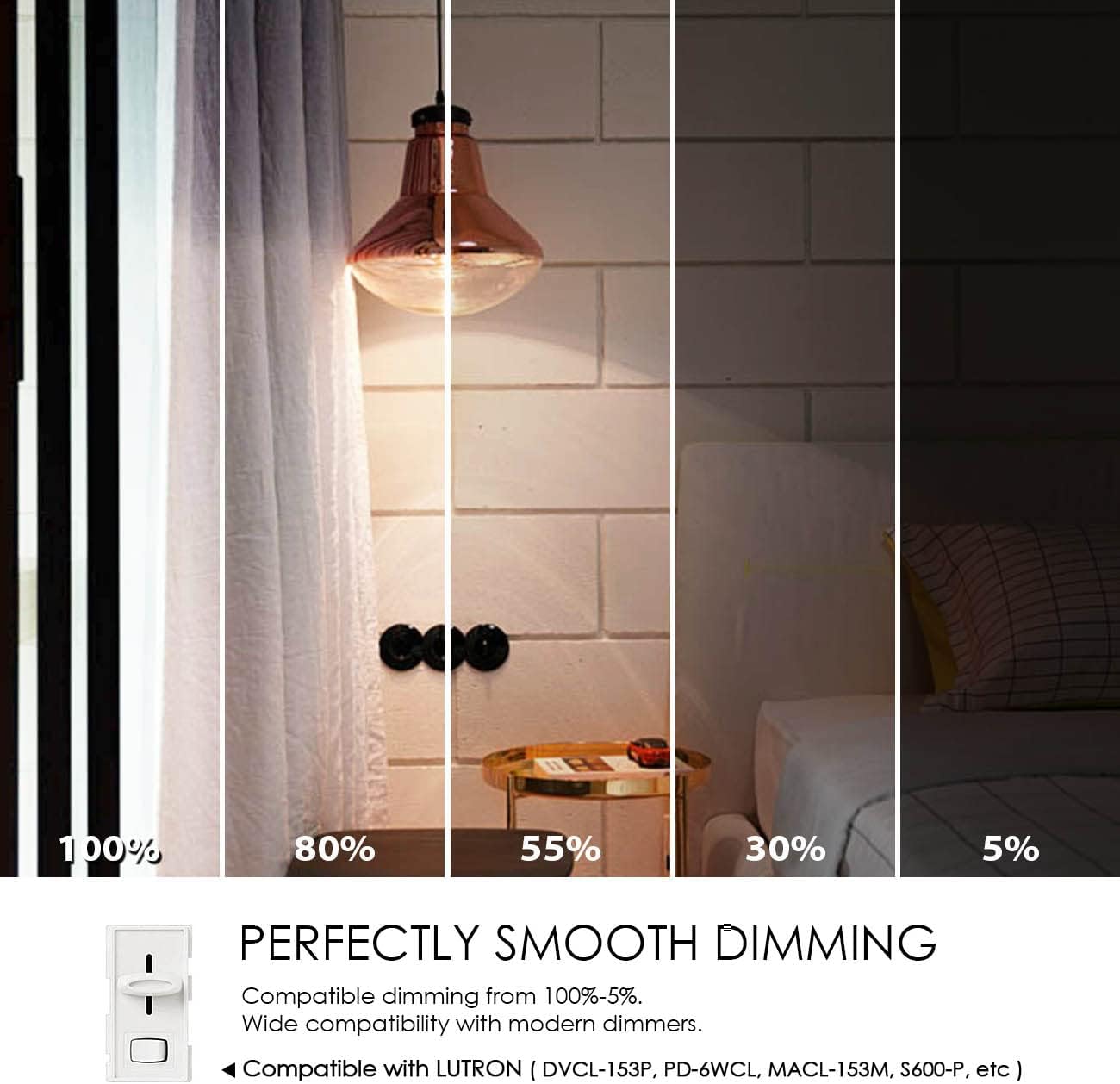 LVWIT G14 LED Filament Globe Bulb 4.5W(60W Equivalent), Dimmable 2700K Warm White Light E26 Screw Base, Decorative Edison Light Bulb, UL-Listed(6-Pack)
