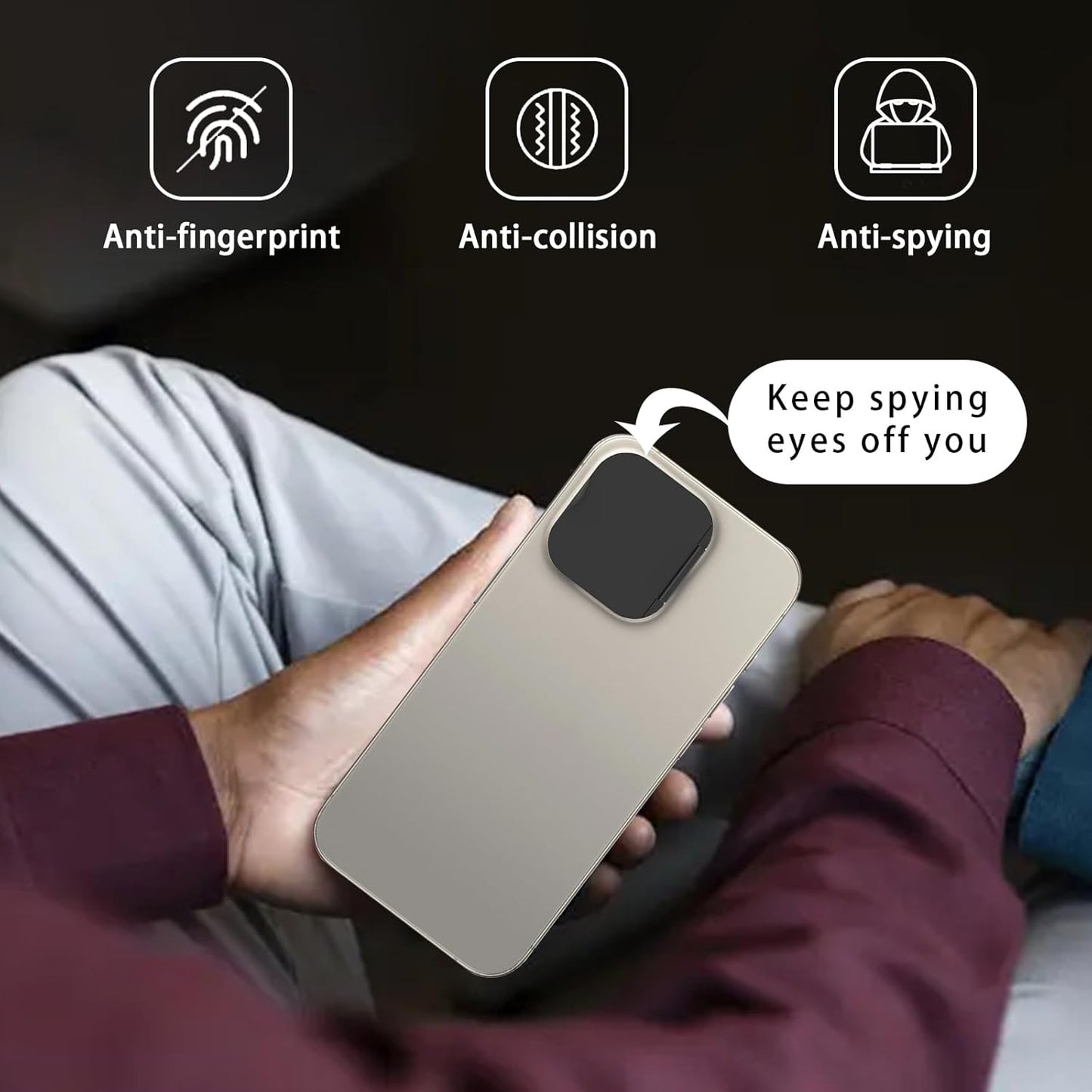 Privacy Cover Compatible for 15 Pro/iPhone 15 Pro Max with Front Camera Cover,Protect Privacy and Security But Not Affect Facial Recognition（2Pack）