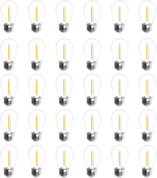 Jslinter 30-Pack LED String Light Bulbs Replacement, 1W E26 Vintage Bulbs, 2200K Warm White, Indoor/Outdoor String Lights for Wedding, Party, Xmas Decor