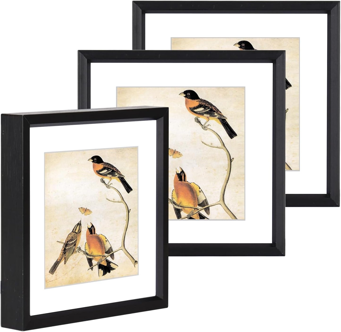 4x4 Picture Frame, Black Metal Photo Frames with HD Glass, Fits 3x3 with Mat or 4 x 4 without Mat, Display for Wall and Table, 3 Pack