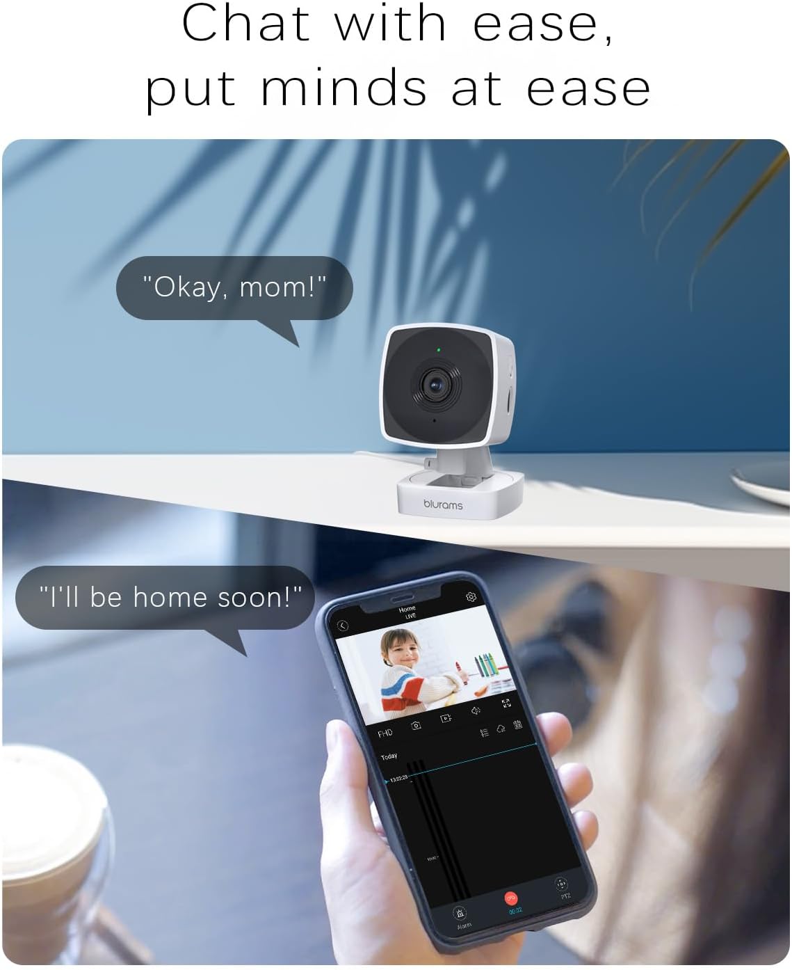blurams 2.4G/5G Cameras for Home Security, 2K Pet Camera Indoor with Phone App, Foldable Security Camera w/Motion Detection, 2-Way Talk, IR Night Vision