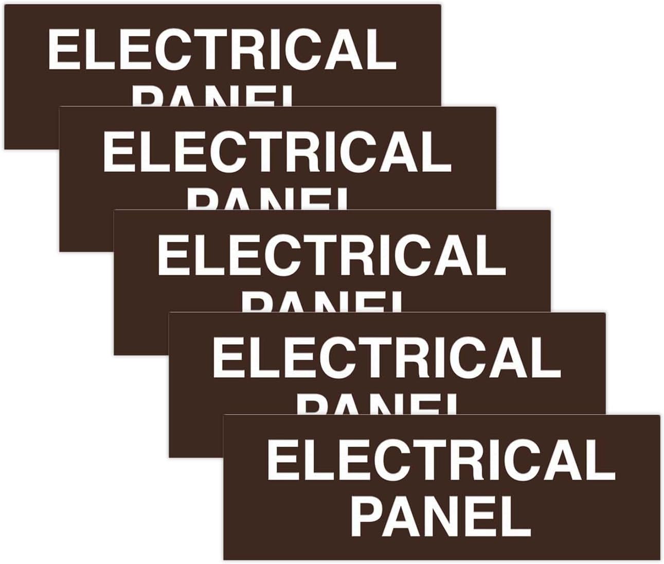All Quality Basic Electrical Panel Sign - Fire Regulation Safety Compliance Sign - Dark Brown - Small (5 Pack)