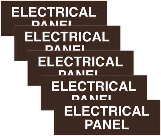All Quality Basic Electrical Panel Sign - Fire Regulation Safety Compliance Sign - Dark Brown - Large (5 Pack)
