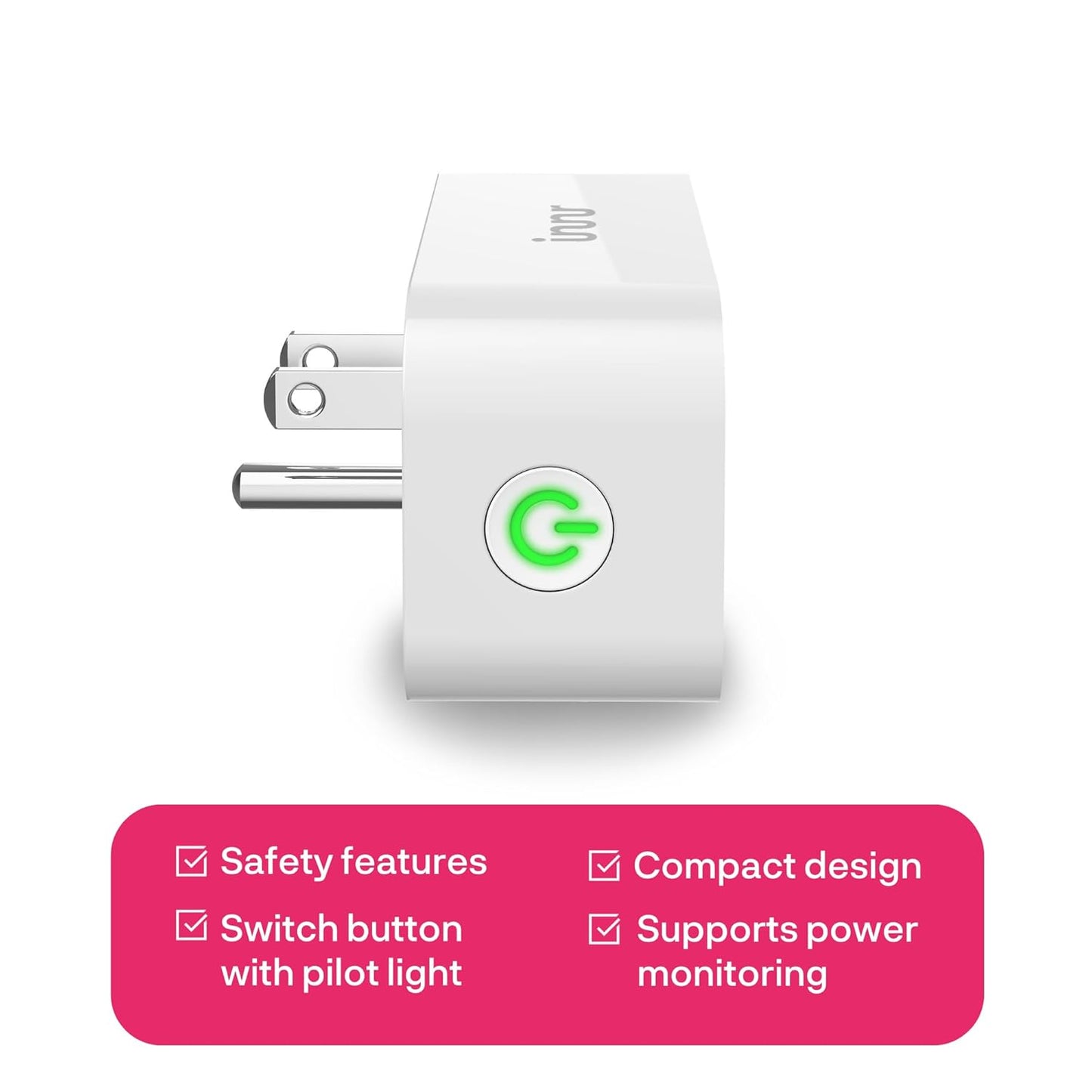 Innr Zigbee Smart Plug, Works with Philips Hue*, Alexa and SmartThings, Zigbee Repeater, Energy Monitoring, 2-Pack