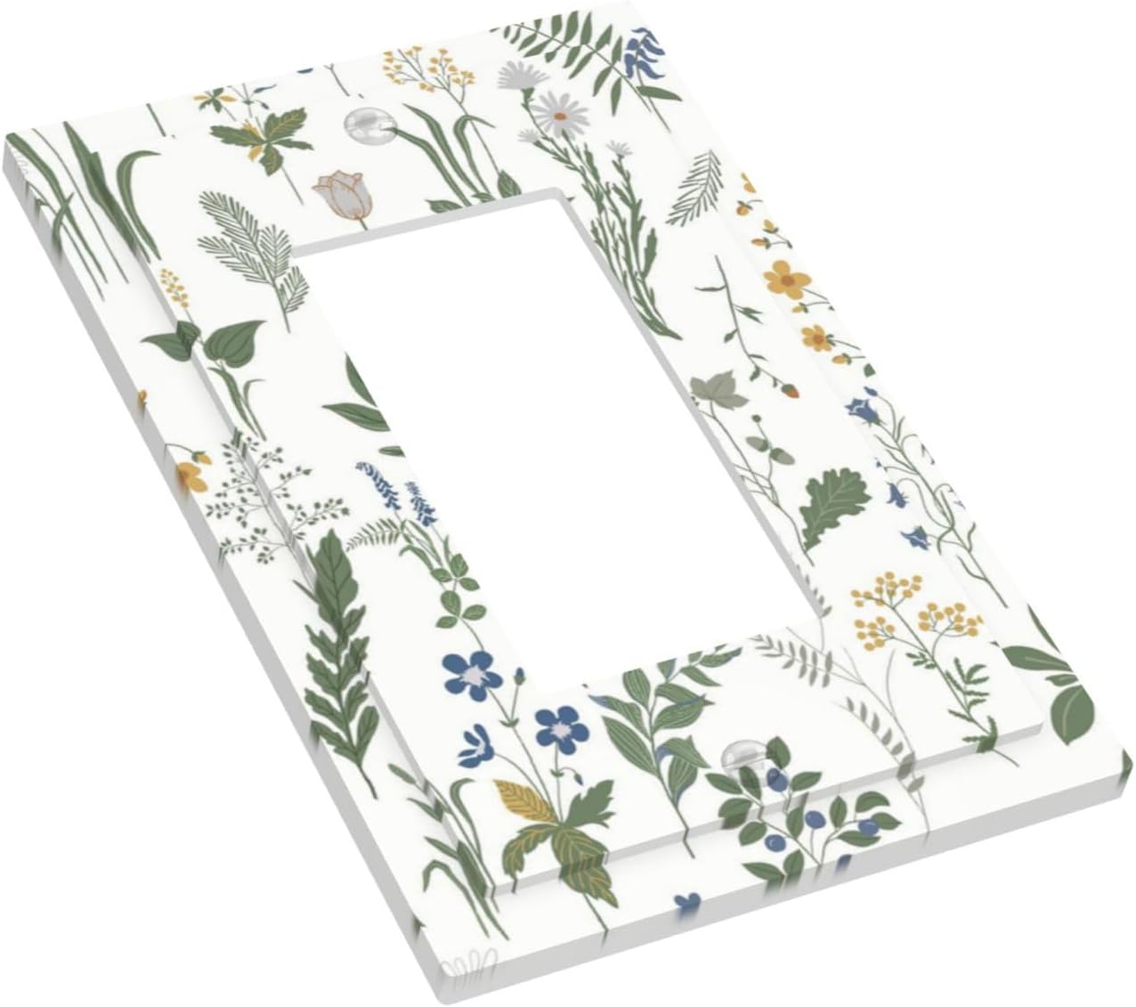 Decorative Outlet Covers Floral Green Leaf Plant Flowes 1 Gang Single Rocker Light Switch Cover Plate Wall Plates Gfci Faceplate For Bed Room Farmhouse Decor