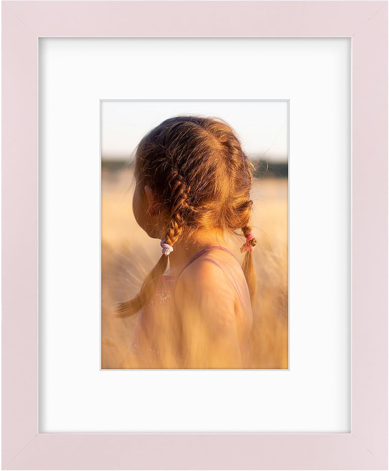 Golden State Art, 8x10 Picture Frame with Mat for 5x7 Photo - High Definition Glass Wall Mounting or Tabletop Display (Pink, 1 Pack)