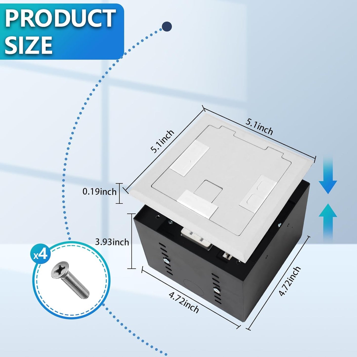 KYHSHJ Recessed Flat Hidden Socket Kit with 2 * 20A Receptacle，8A 1 USB-A Ports &2 USB-C Port+3-Port RJ45 Datacom Receptacle. Internal Height Adjustable，Corrosive Resistant Hardware (Silver)