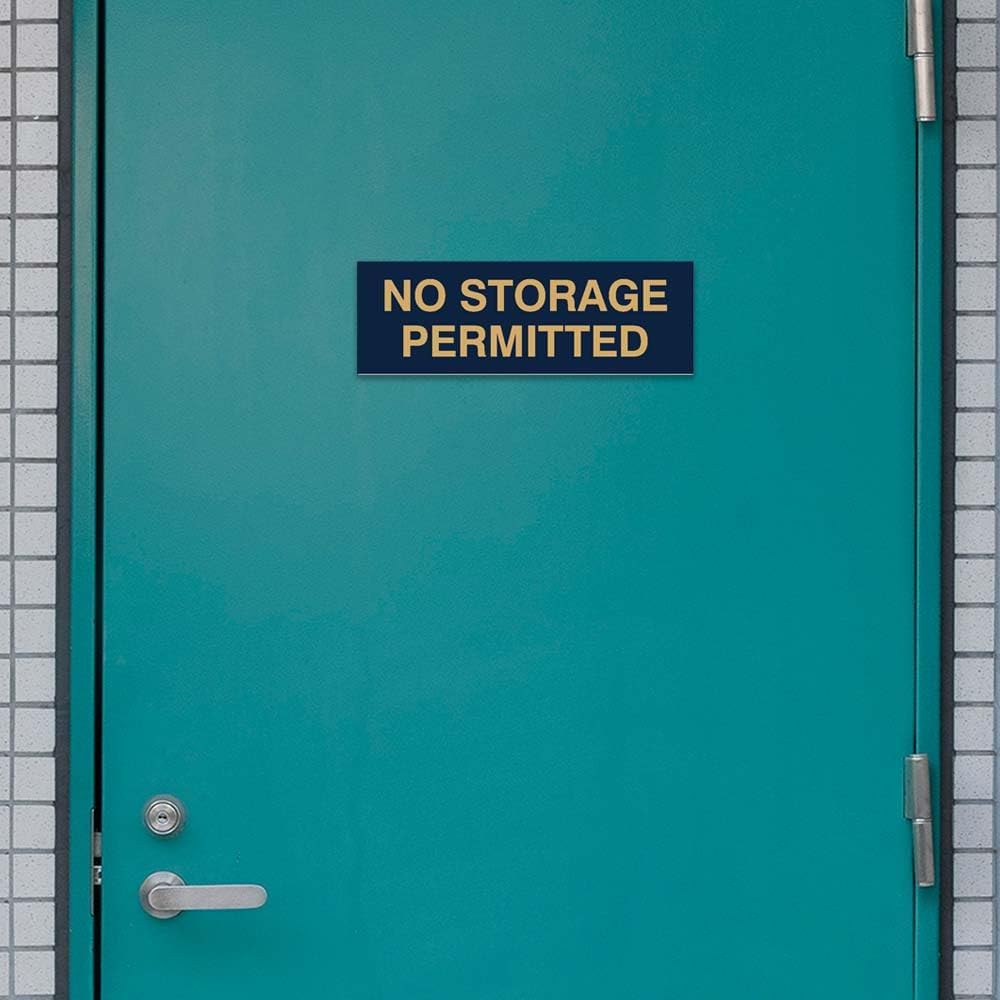 Signs ByLITA Basic No Storage Permitted Sign | Powerful Foam Tape (Brushed Gold) - Small 2 Pack