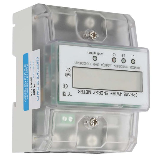 3 Phase Power Meter DTM024 Digital LCD Display Energy Meter Electric Kilowatt Hour Meter, 220/380V 5-80A