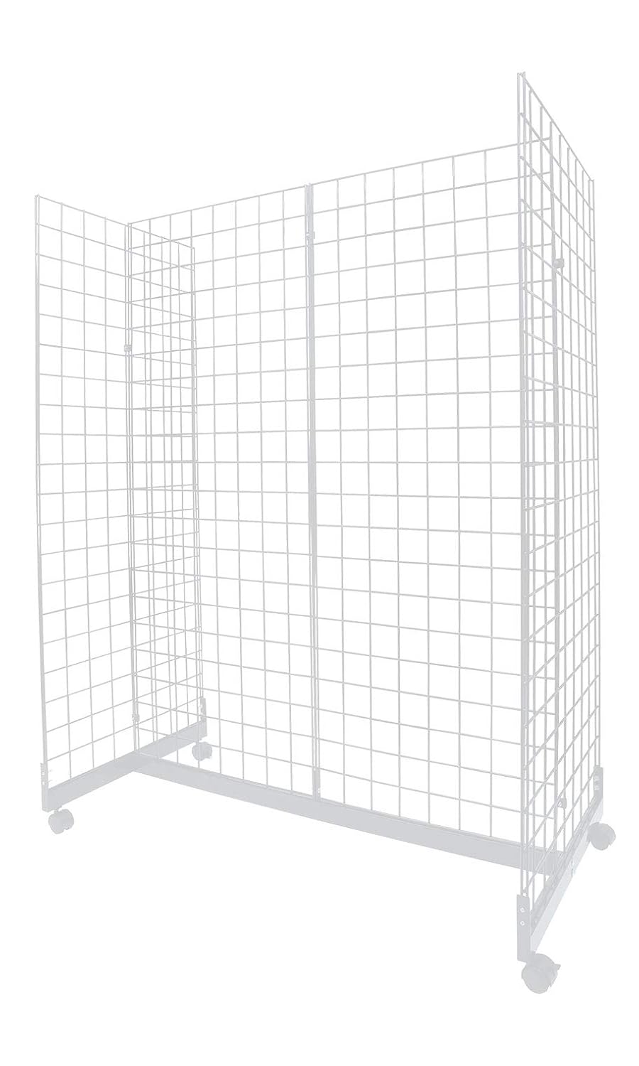 SSWBasics White Grid Gondola Unit - 24”W x 48”L x 66"H - Gridwall Panel Display Stand - Sleek, Durable Grid Display for Retail, Thrift, Boutique, Garage, Home Organization - Rolling, Moveable